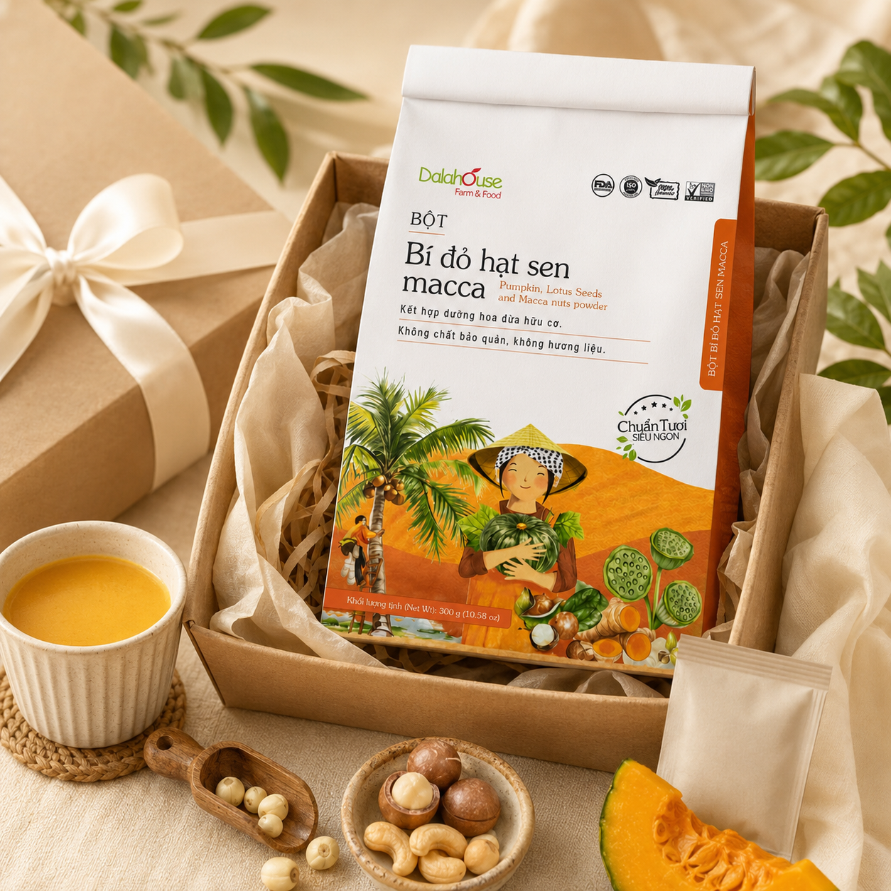 Bột Bí Đỏ Hạt Sen Macca 300g - B15