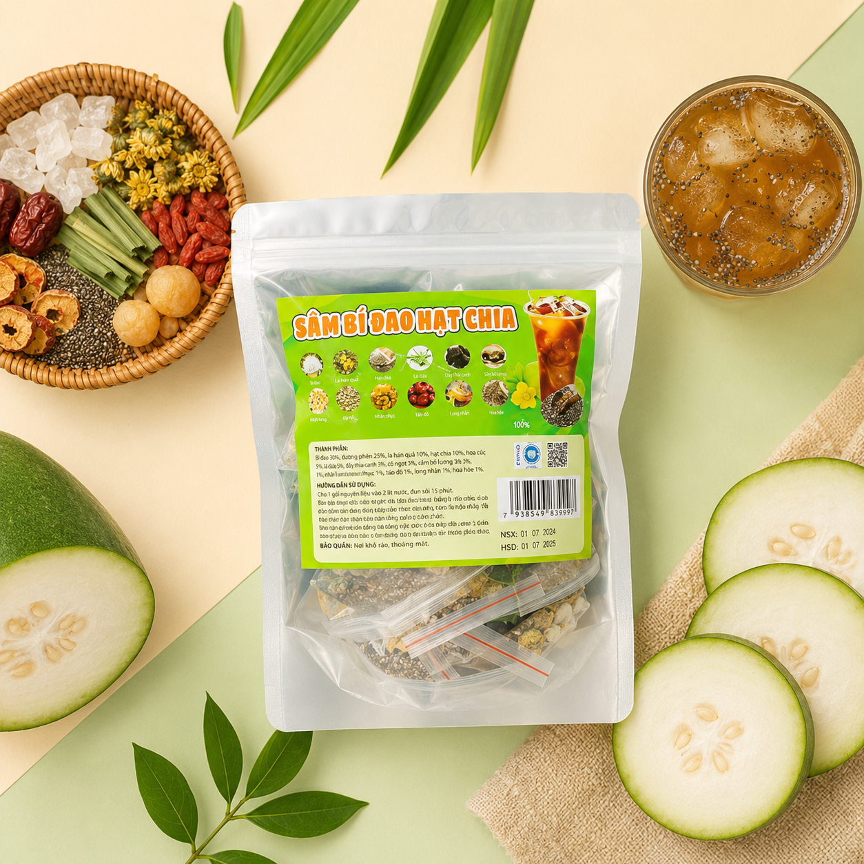 Set Nguyên Liệu Nấu Sâm Bí Đao Hạt Chia EatMe 10L - C04