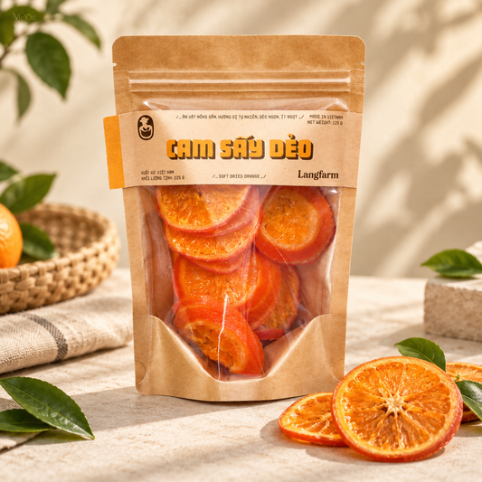 Cam sấy dẻo đặc sản Langfarm, hương vị tự nhiên, ít ngọt 225g - A22