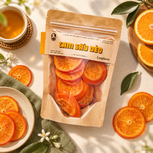 Cam sấy dẻo đặc sản Langfarm, hương vị tự nhiên, ít ngọt 225g - A22