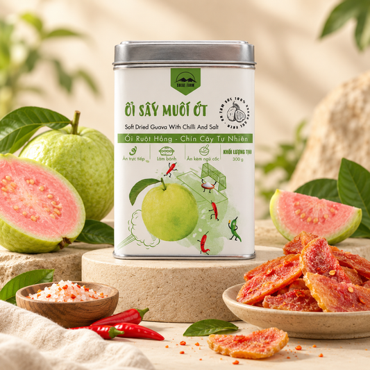 Ổi Sấy Muối Ớt DalatFarm - Hộp thiếc 300g - A26