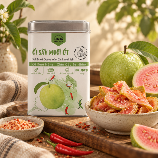 Ổi Sấy Muối Ớt DalatFarm - Hộp thiếc 300g - A26