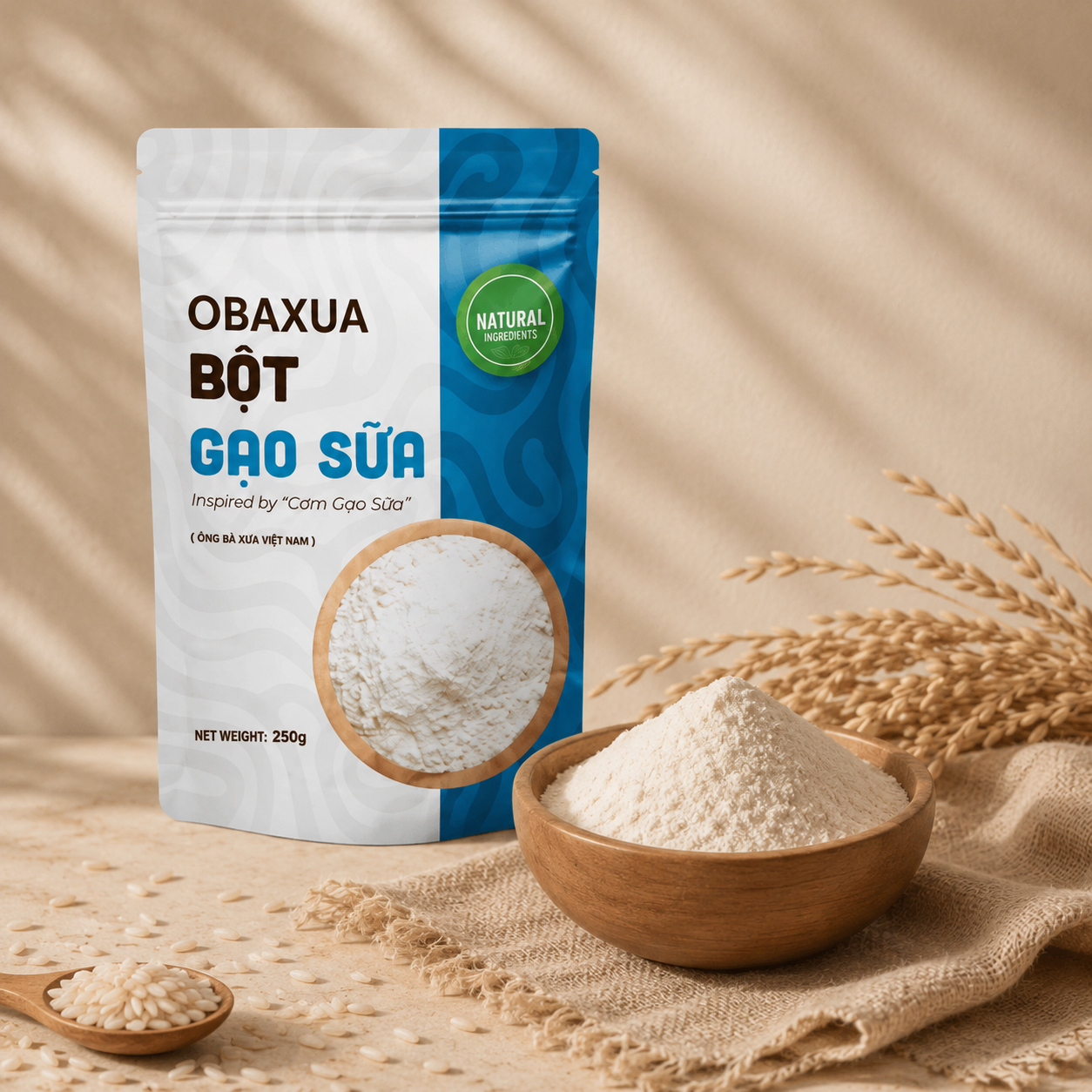Bột Cám Gạo Sữa Đắp Mặt Nạ OBAXUA 250g - B11