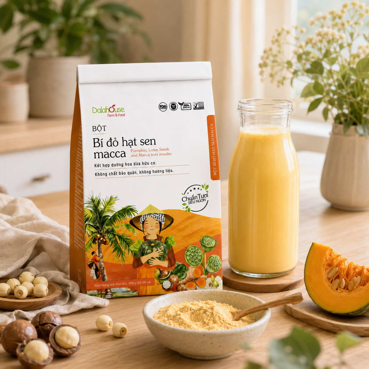 Bột Bí Đỏ Hạt Sen Macca 300g - B15