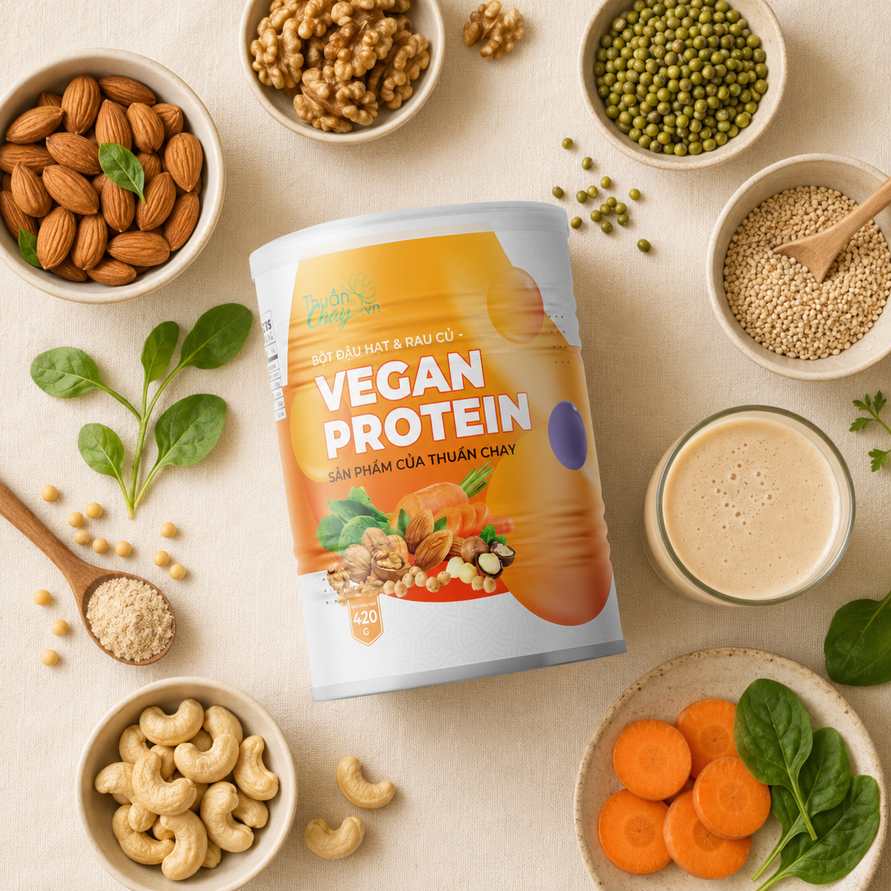 Bột Đậu Hạt & Rau Củ VEGAN PROTEIN 420g - B16