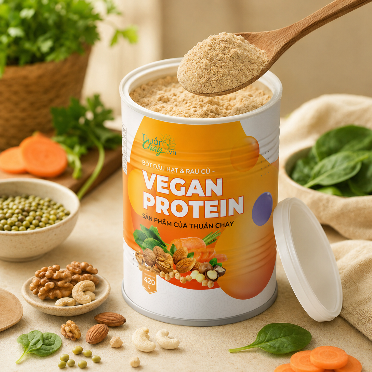 Bột Đậu Hạt & Rau Củ VEGAN PROTEIN 420g - B16