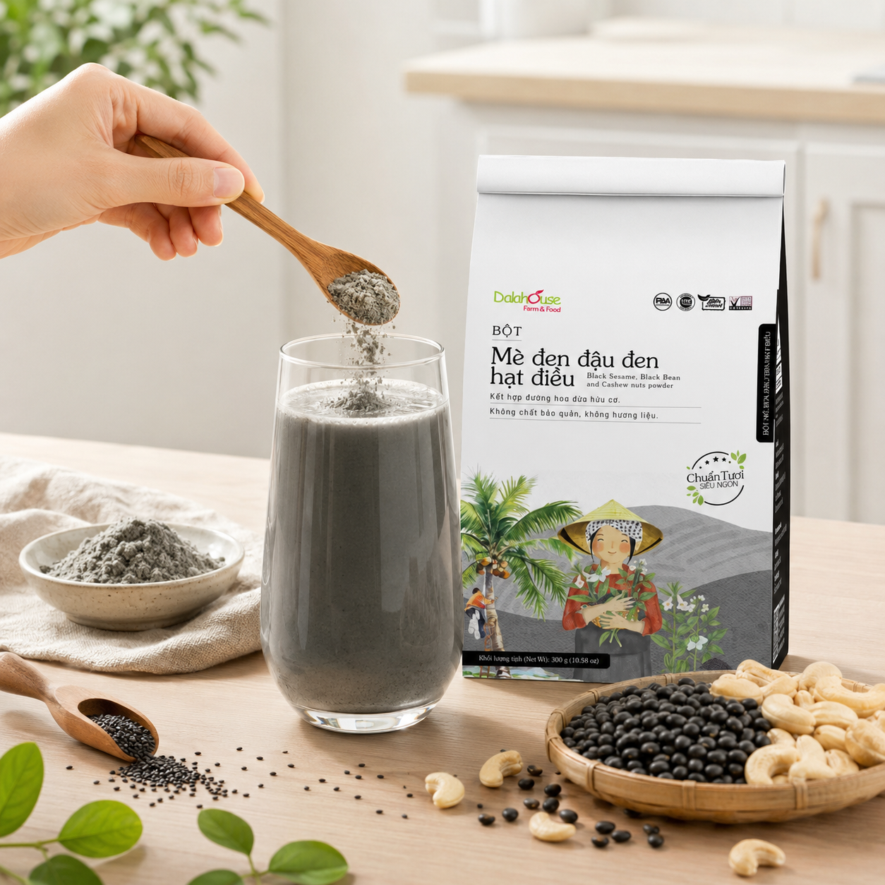 Bột Mè Đen Đậu Đen Hạt Điều Dalahouse 300g - B19-CD
