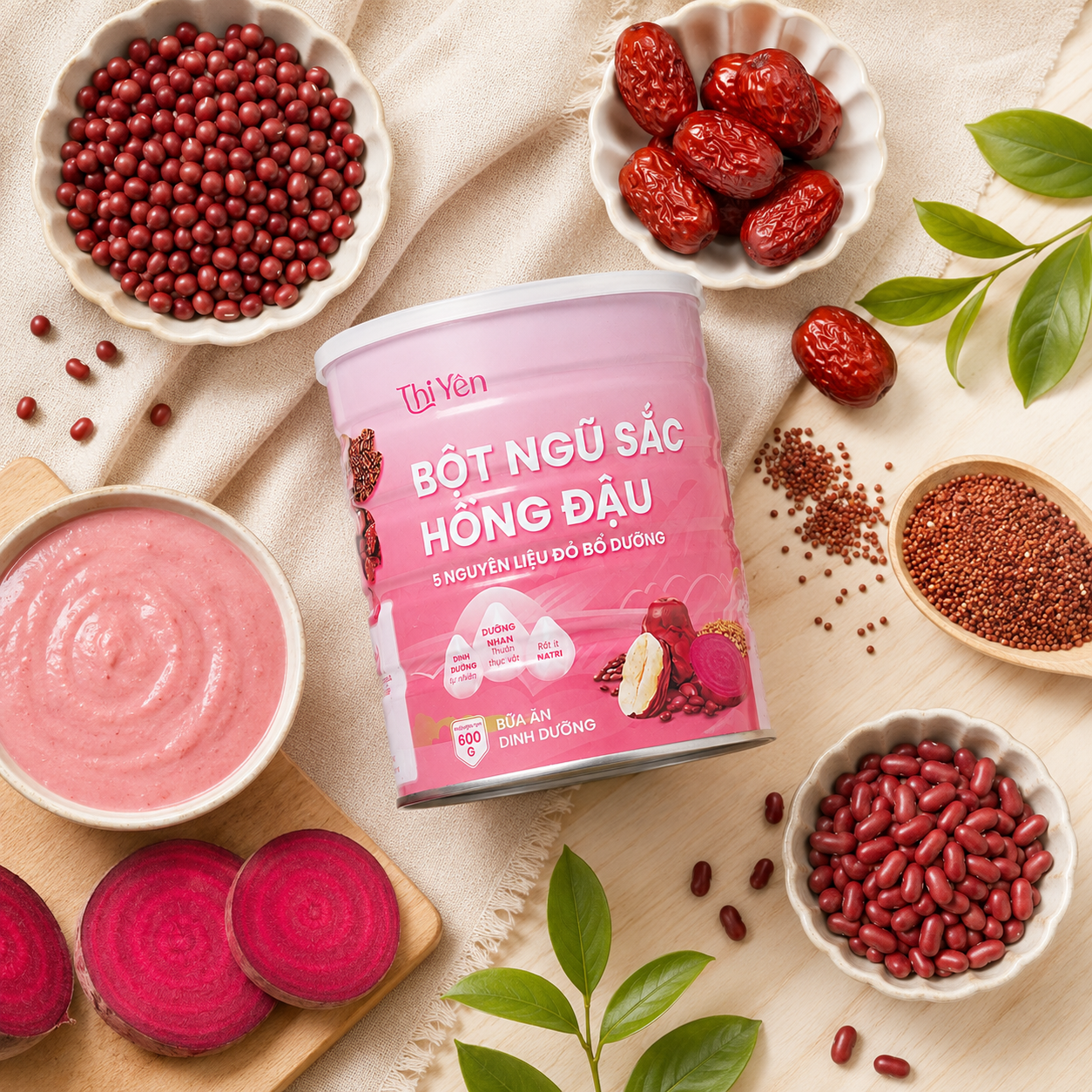 Bột Ngũ Sắc Hồng Đậu Dưỡng Nhan Thi Yên 600g - B21
