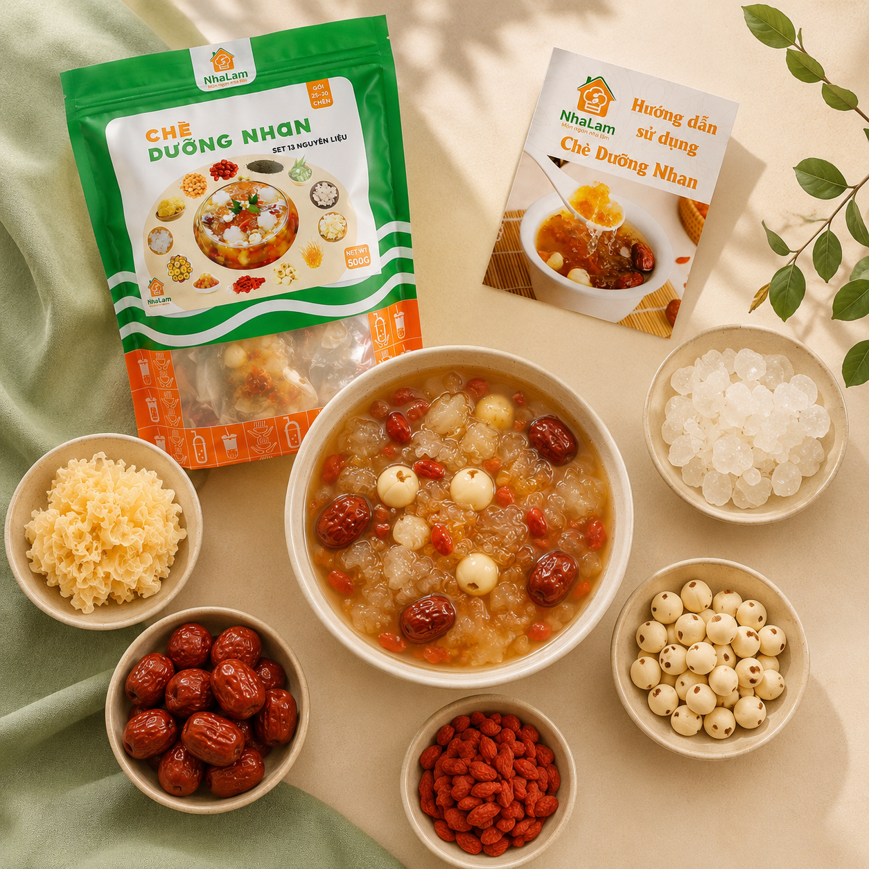 Set Nguyên Liệu Nấu Chè Dưỡng Nhan 25-30 chén(kèm công thức)-C03