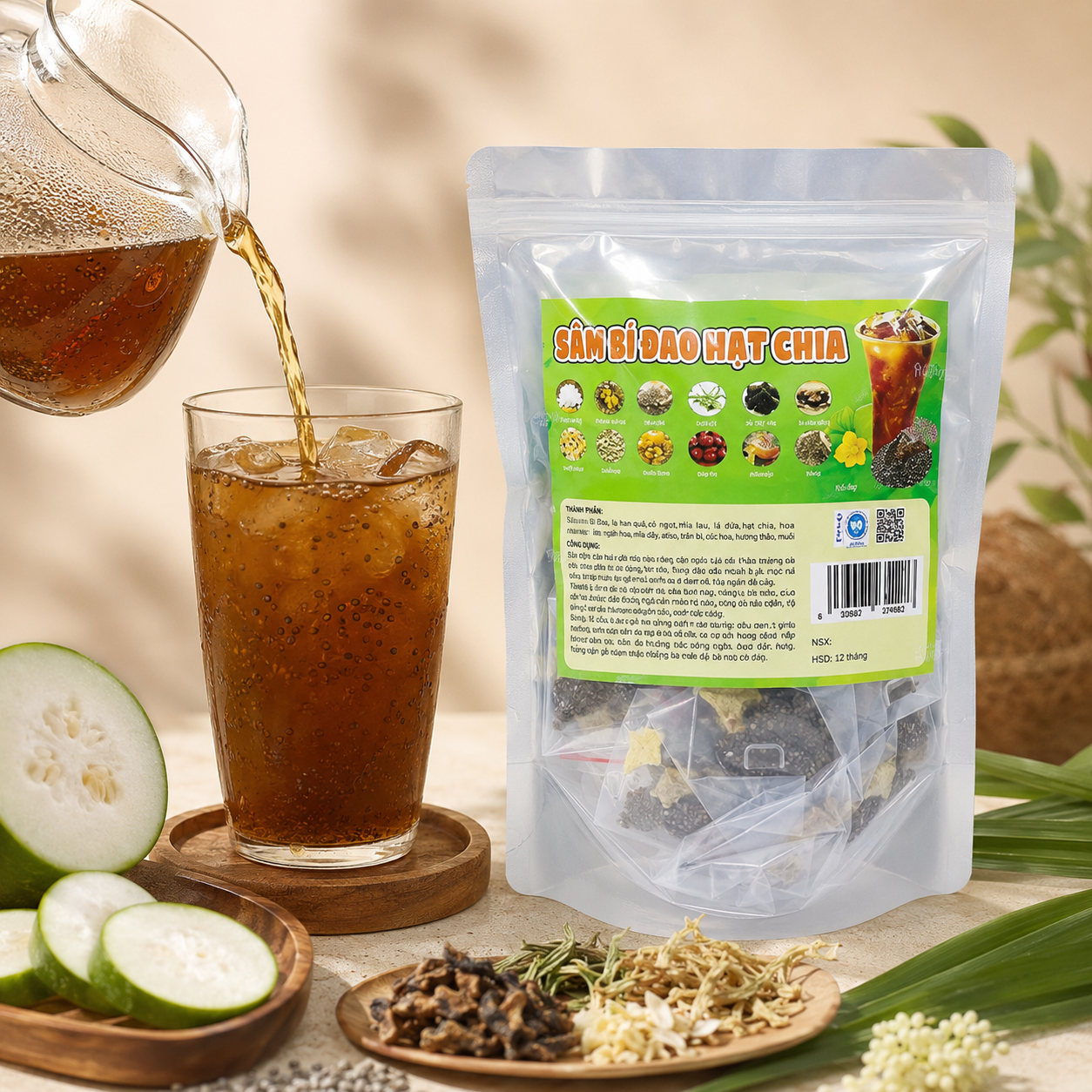 Set Nguyên Liệu Nấu Sâm Bí Đao Hạt Chia EatMe 10L - C04