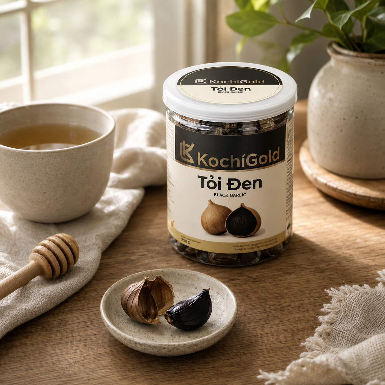 Tỏi đen cô đơn KOCHI xuất khẩu - black garlic hộp 250g - D02