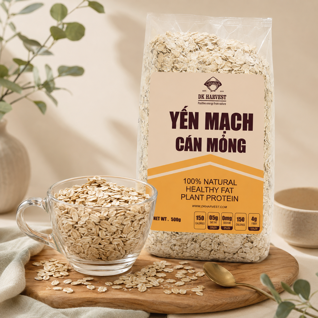 Yến Mạch Cán Dẹt DK Harvest 0.9mm 500G - H04