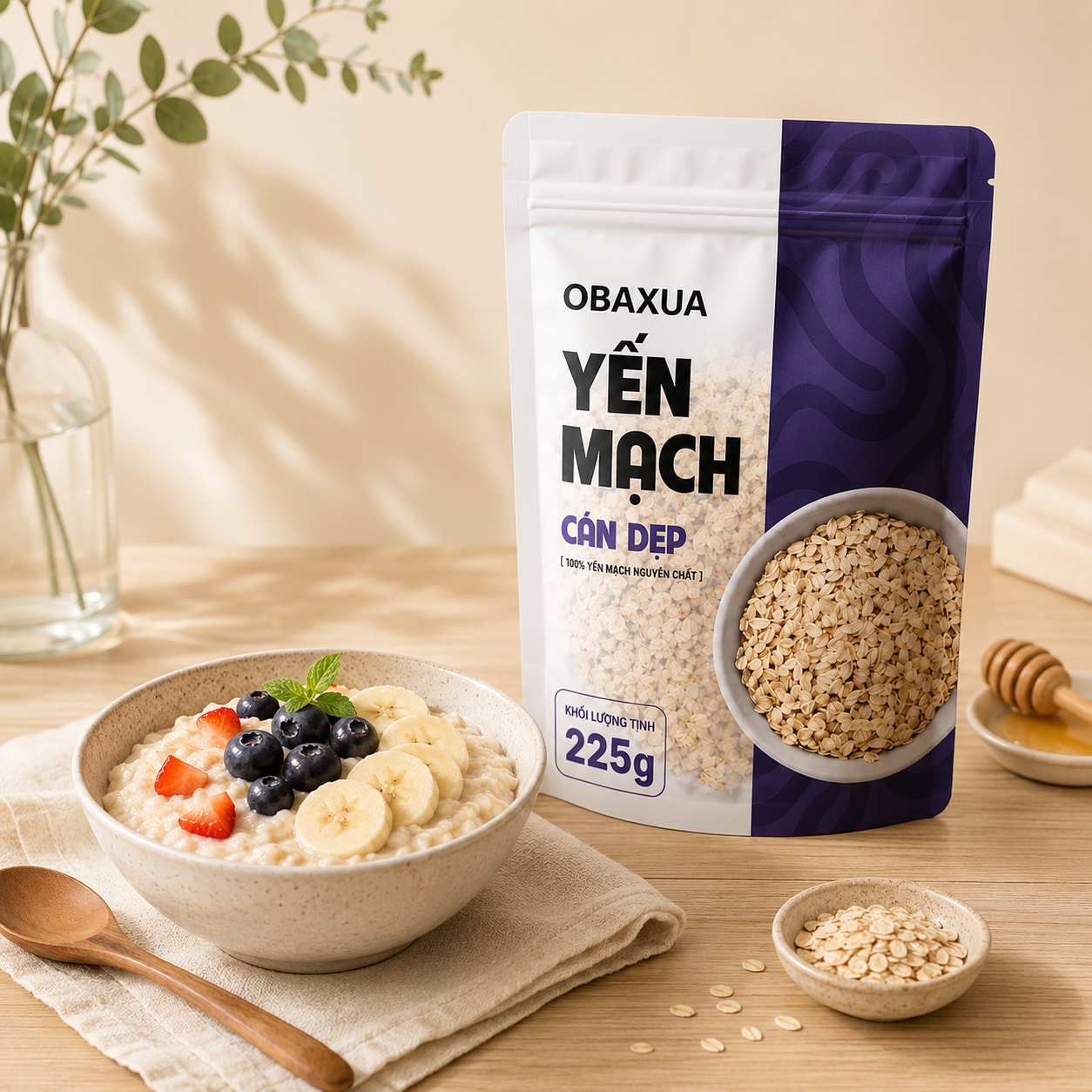 Yến mạch cán dẹt OBAXUA 225g - H05