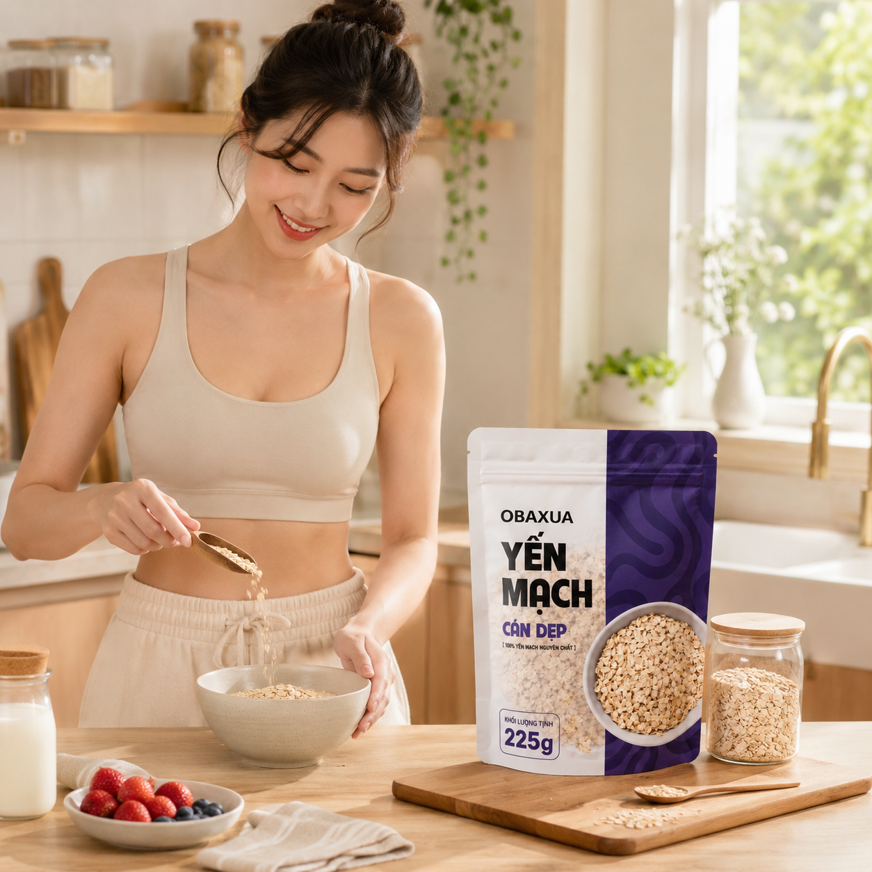 Yến mạch cán dẹt OBAXUA 225g - H05