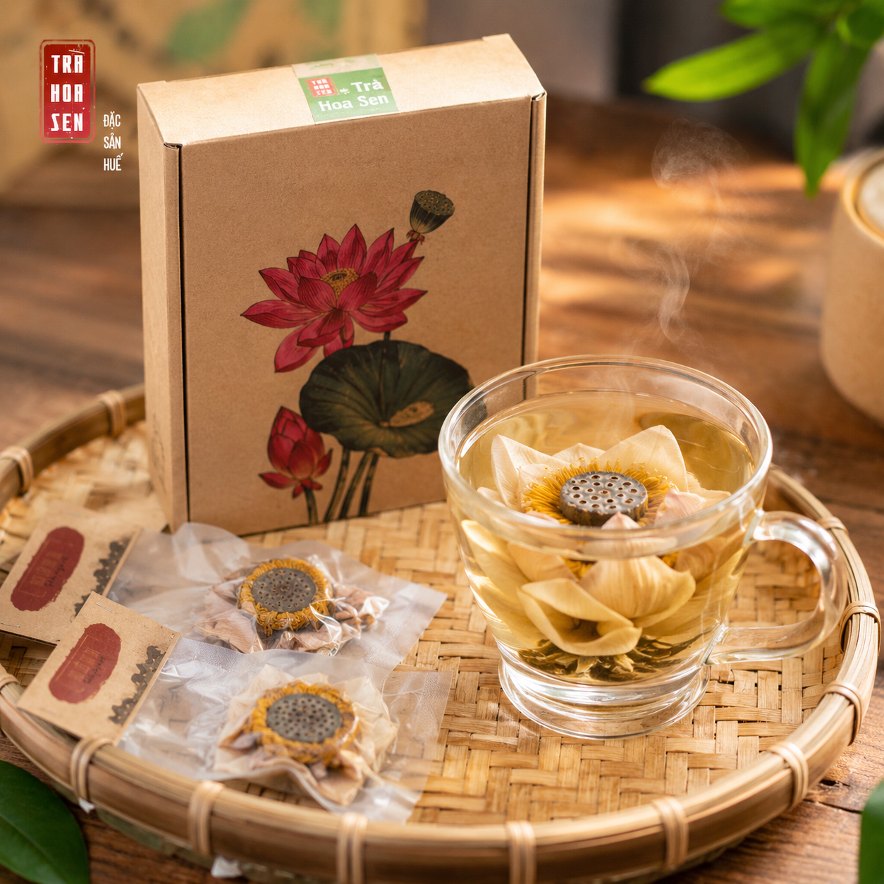 Trà sen Huế nguyên bông sấy lạnh - Hộp 10 bông - T15